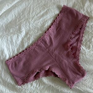 ❌SOLD❌Victoria's Secret Cotton Lace trim Panty pink purple mauve